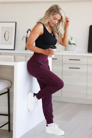 Amped Up Butter Soft Jogger with Side Pockets wine 1