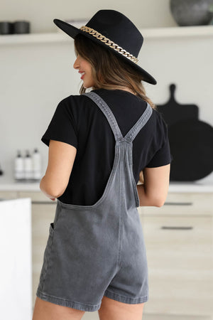 Really Doing It Short Overalls - Ash Black, Closet Candy, 2