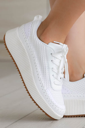 Maggie Woven Sneakers - White, Closet Candy, 1