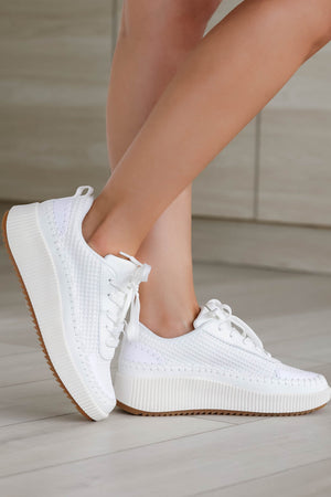 Maggie Woven Sneakers - White, Closet Candy, 6