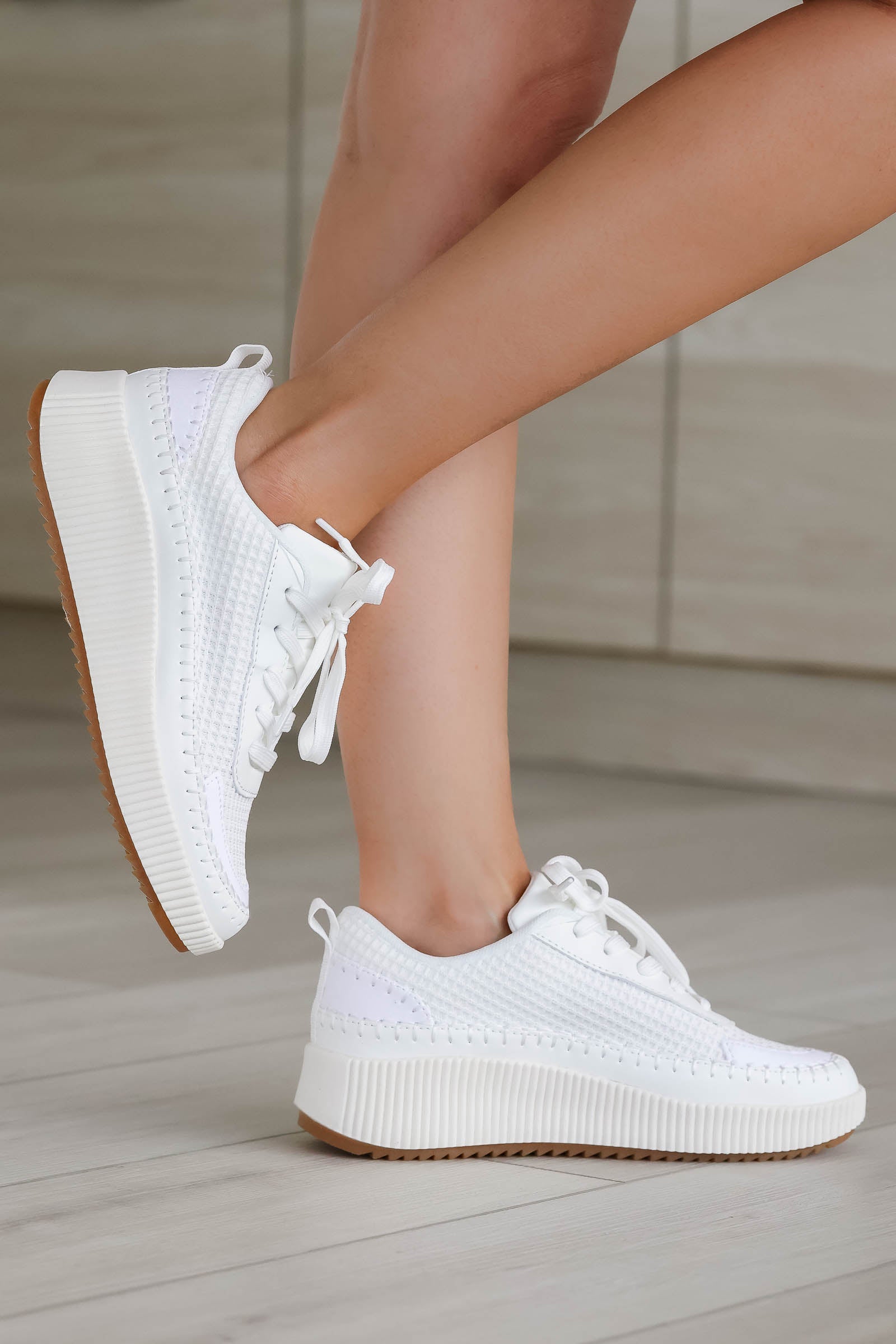 Maggie Woven Sneakers - White, Closet Candy, 1
