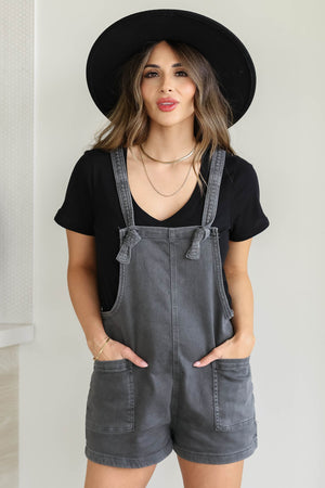 Really Doing It Short Overalls - Ash Black, Closet Candy, 7