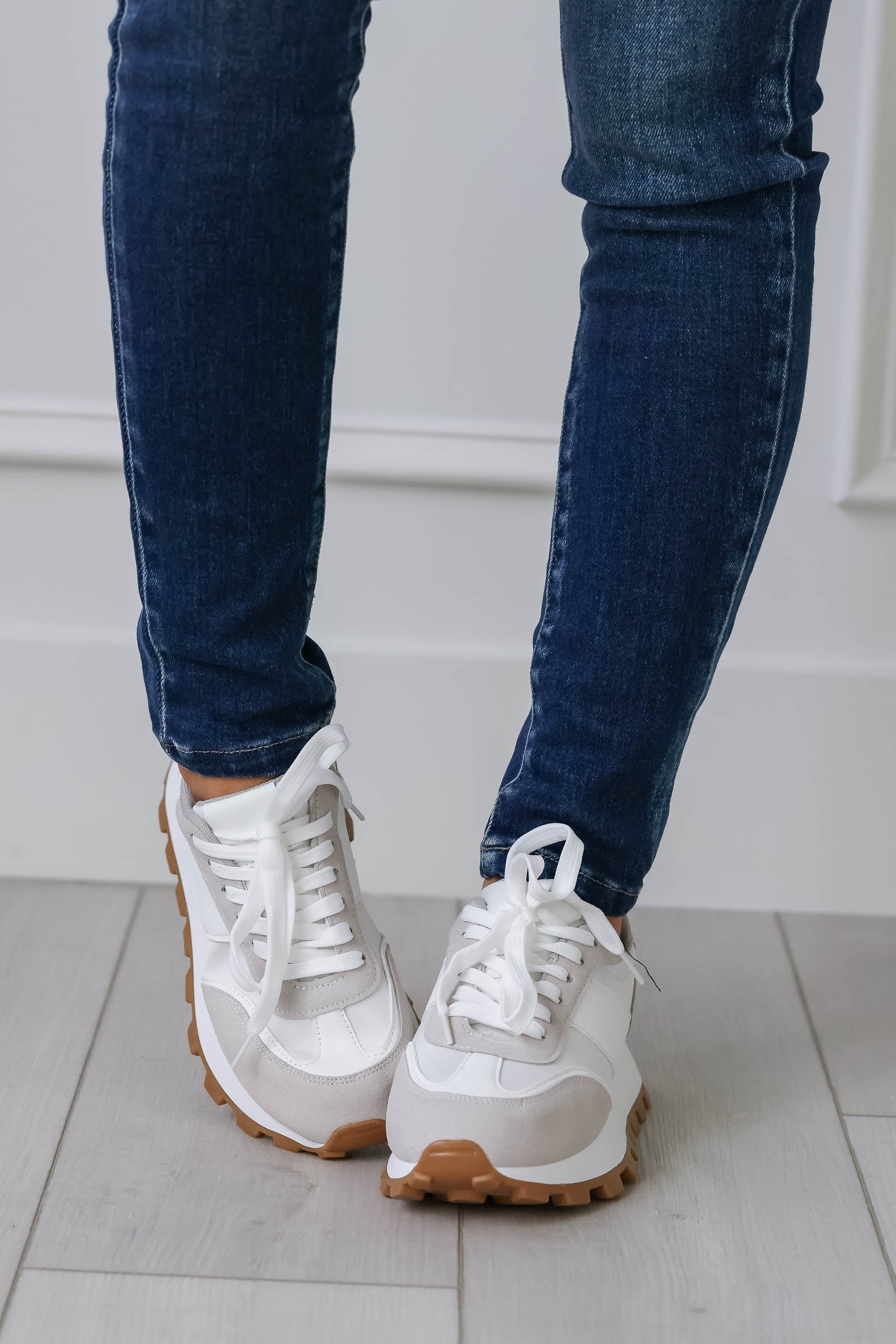 Posh Colorblock Sneakers - White Nylon, Closet Candy, 1