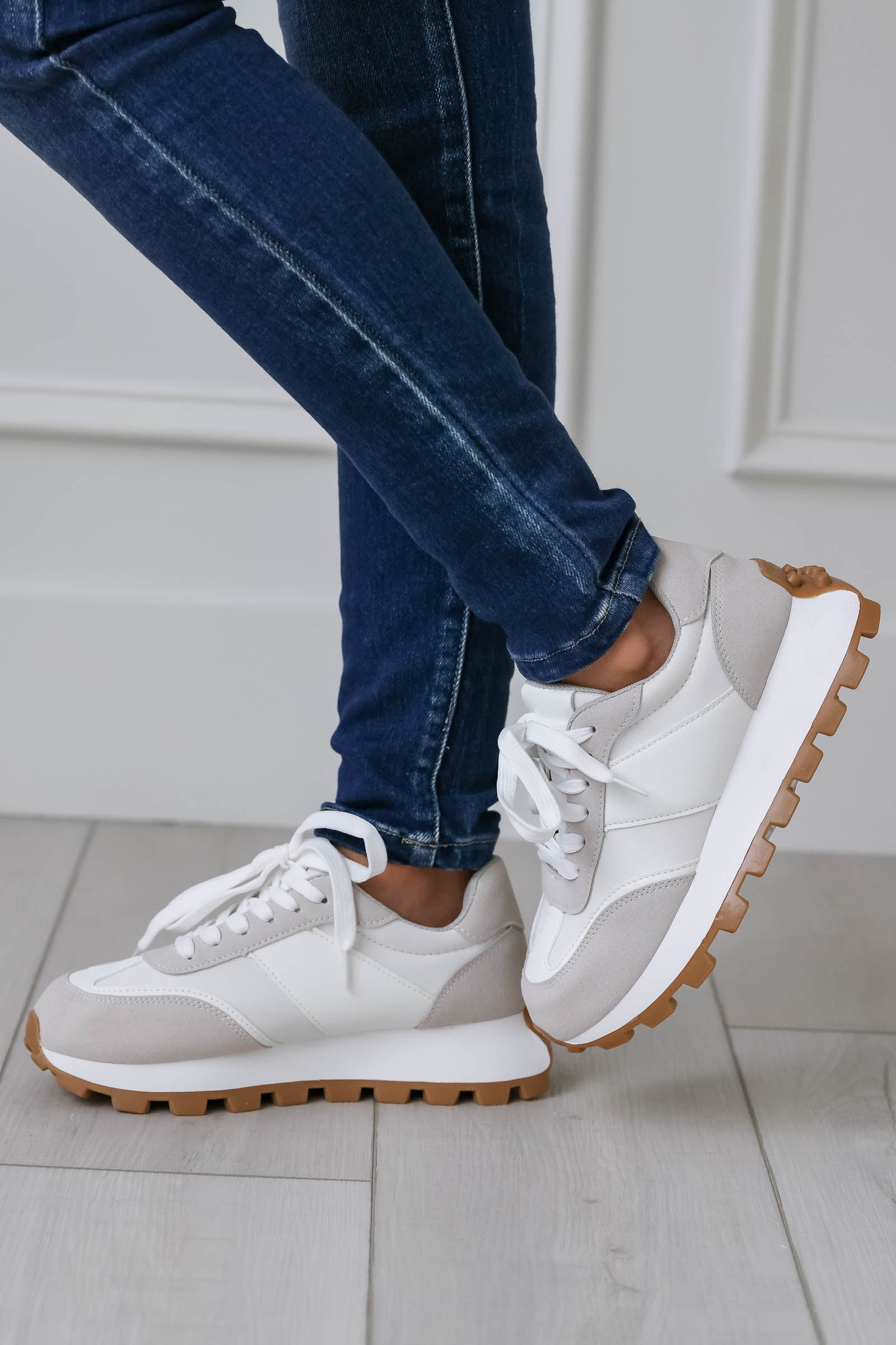 Posh Colorblock Sneakers - White Nylon, Closet Candy, 1