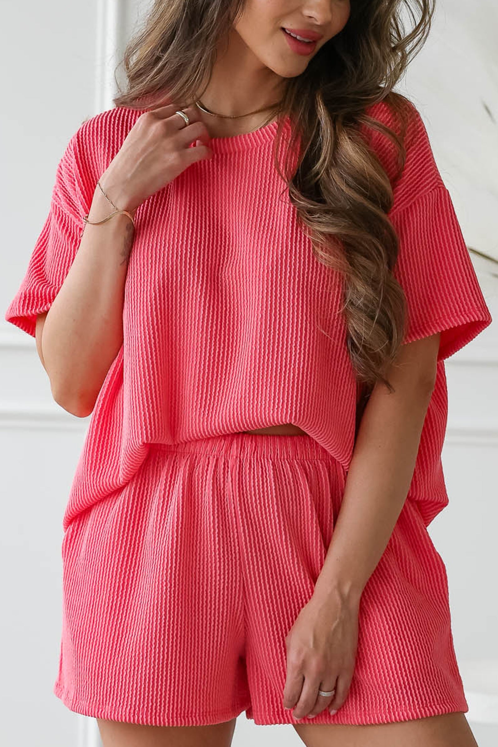 Everyday Ribbed Matching Set - Coral, Closet Candy, 1