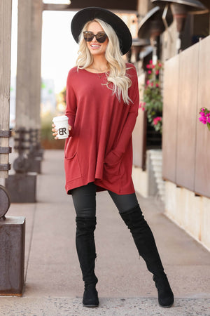 Lead The Way Solid Tunic - Redwood, Closet Candy, 2