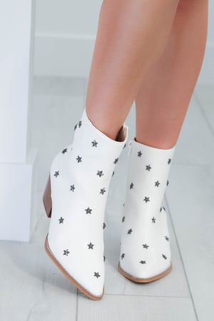 Lainey Star Studded Booties - White, Closet Candy, 3