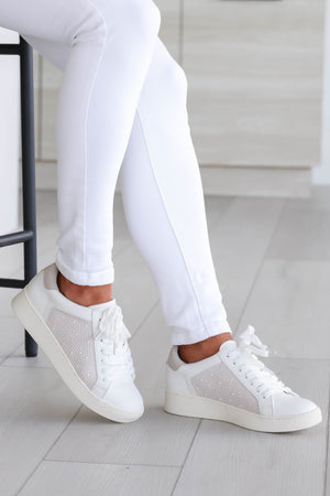 Jessi Pearl Accent Sneakers - White, Closet Candy, 3