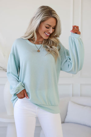 Welcome Spring Ribbed Top - Mint, Closet Candy, 4