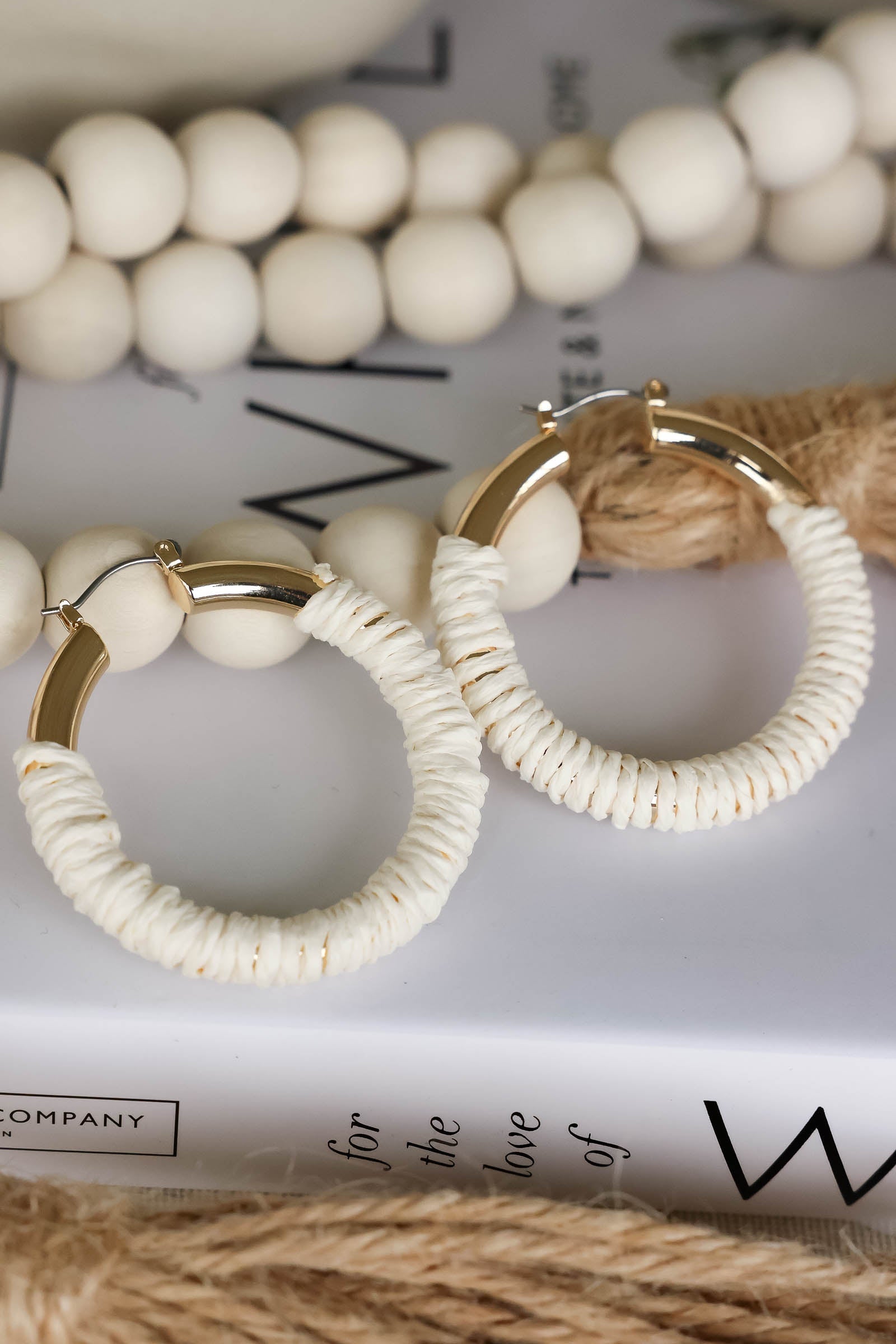 Selena Hoop Earrings - Off White, Closet Candy, 1