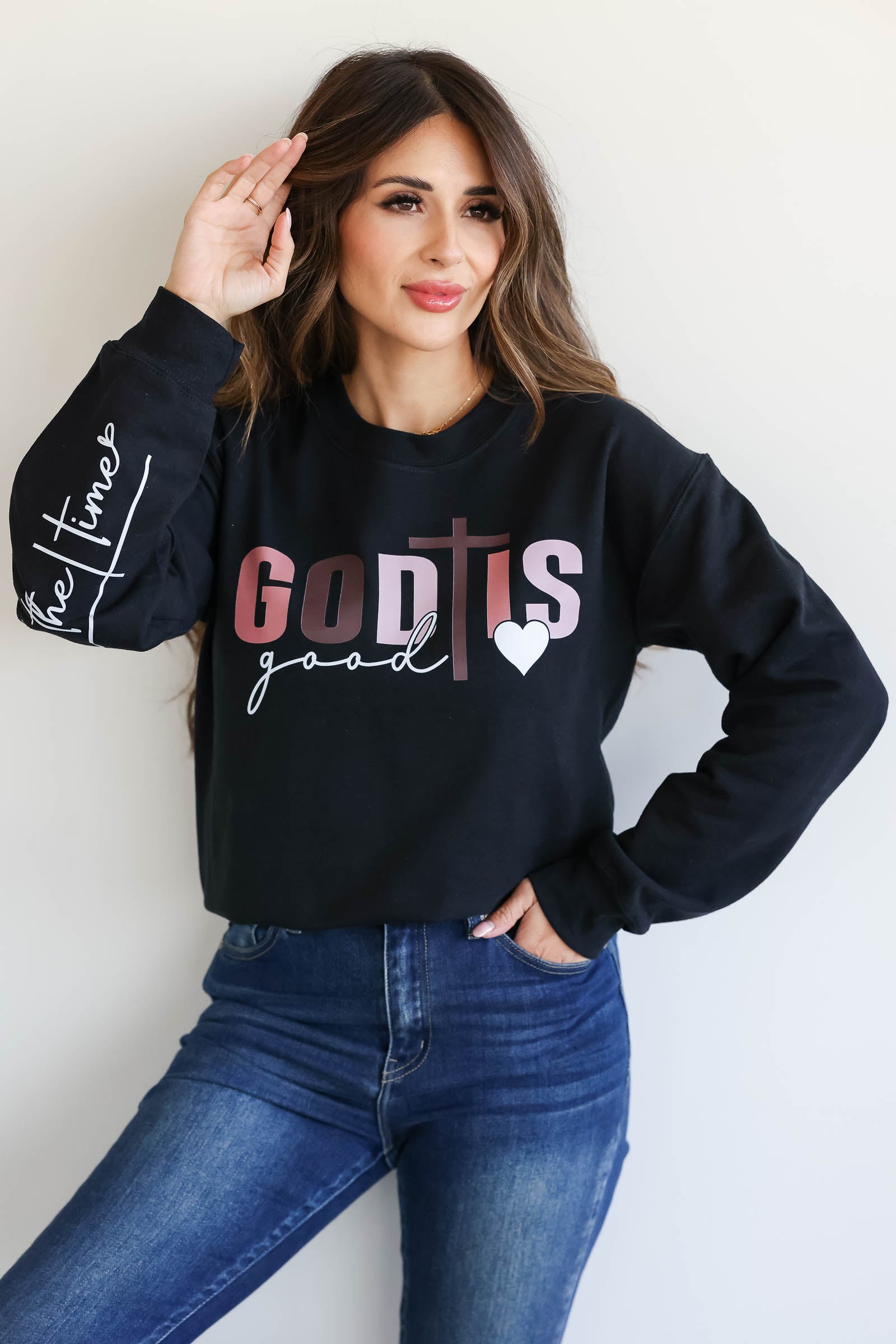 God Is Good All The Time Graphic Fleece Sweatshirts, Closet Candy 1