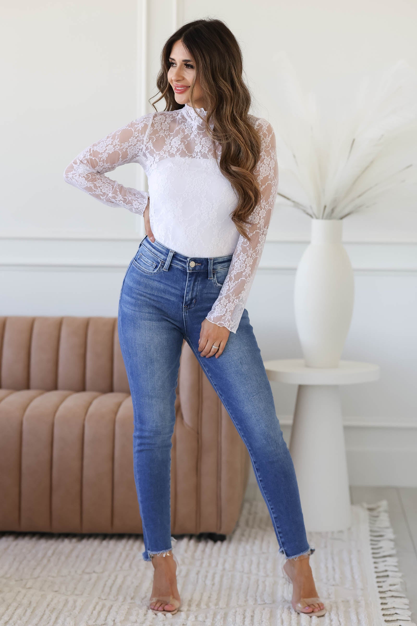 Lilith Lace Long Sleeve Sheer Top, Closet Candy 1