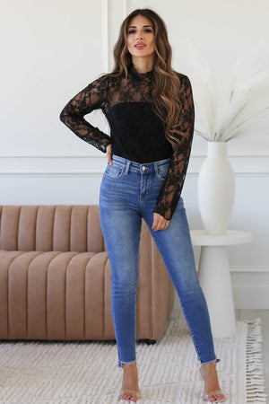 Lilith Lace Long Sleeve Sheer Top, Closet Candy 10