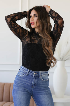 Lilith Lace Long Sleeve Sheer Top, Closet Candy 3