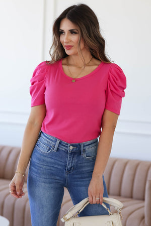Brighter Days Ribbed Top - Fuchsia, Closet Candy 2