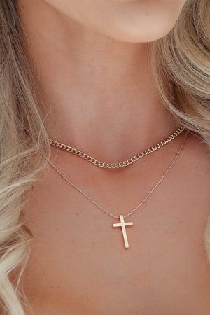 Grace Multi Chain Cross Necklace - Gold, Closet Candy, 1