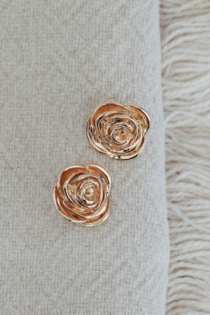 Rose Stud Earrings - Gold, Closet Candy, 6