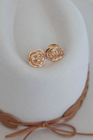 Rose Stud Earrings - Gold, Closet Candy, 4