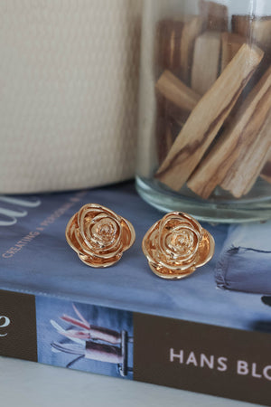 Rose Stud Earrings - Gold, Closet Candy, 2
