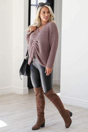Dare To Dream Reversible Ribbed Knit Sweater - Mocha, Closet Candy, 4