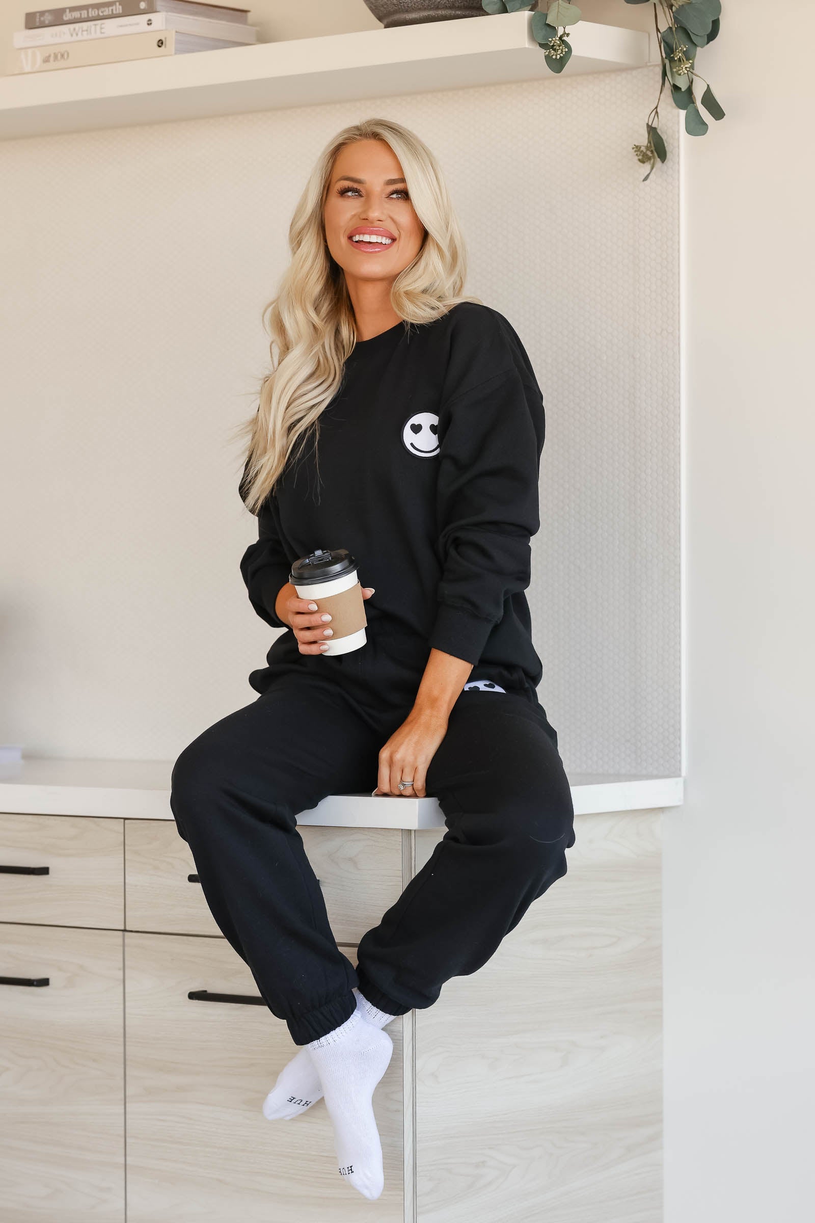 Something To Smile About Lounge Set - Black, Closet Candy, 1