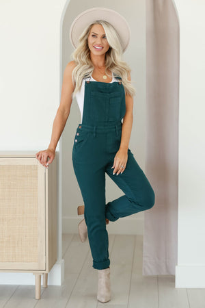 JUDY BLUE Bianca Boyfriend Overalls - Teal, Closet Candy, 1