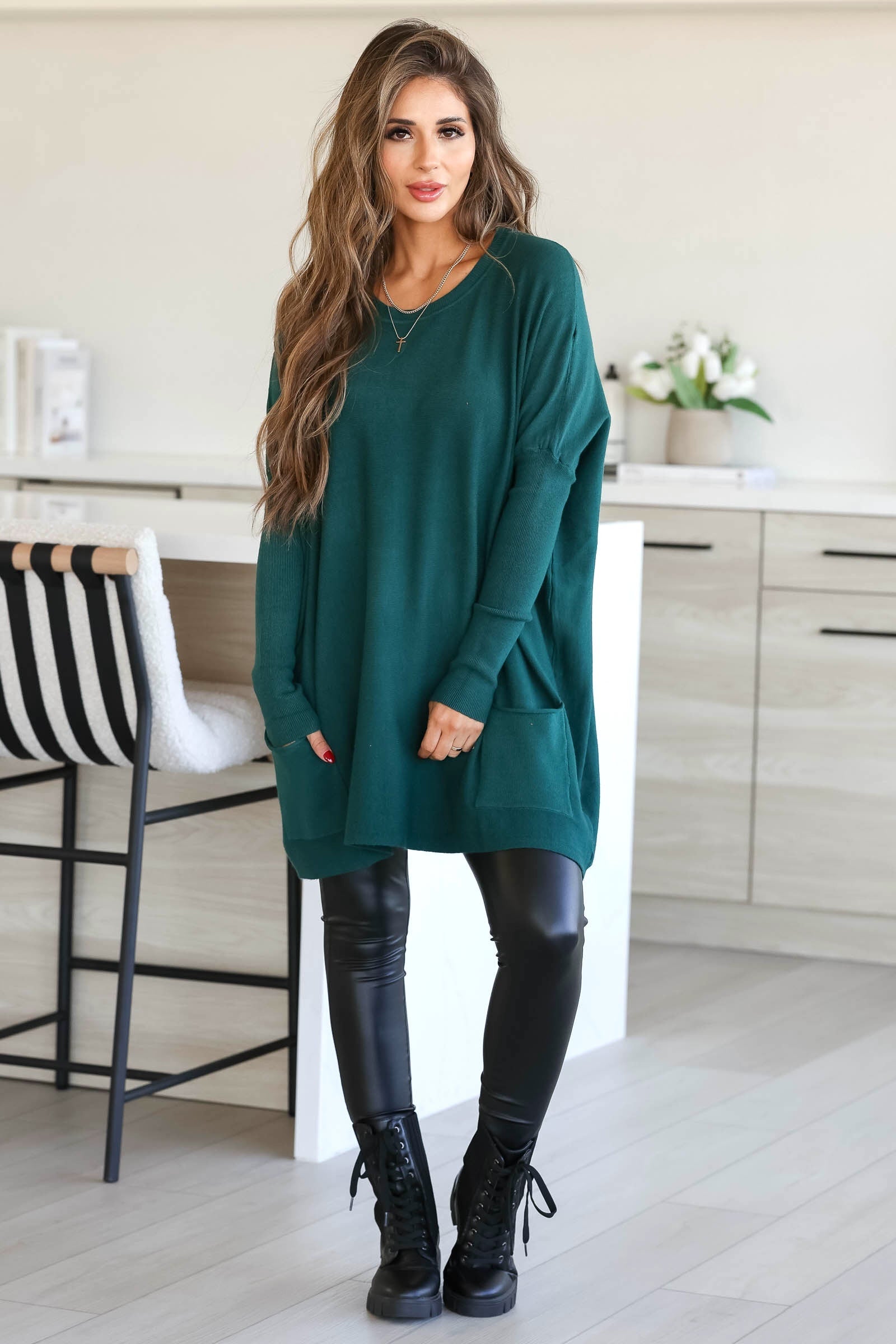 Lead The Way Solid Tunic - Hunter Green, Closet Candy, 1