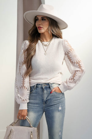 My Turn Embroidered Sleeve Top - Cream, Closet Candy, 1