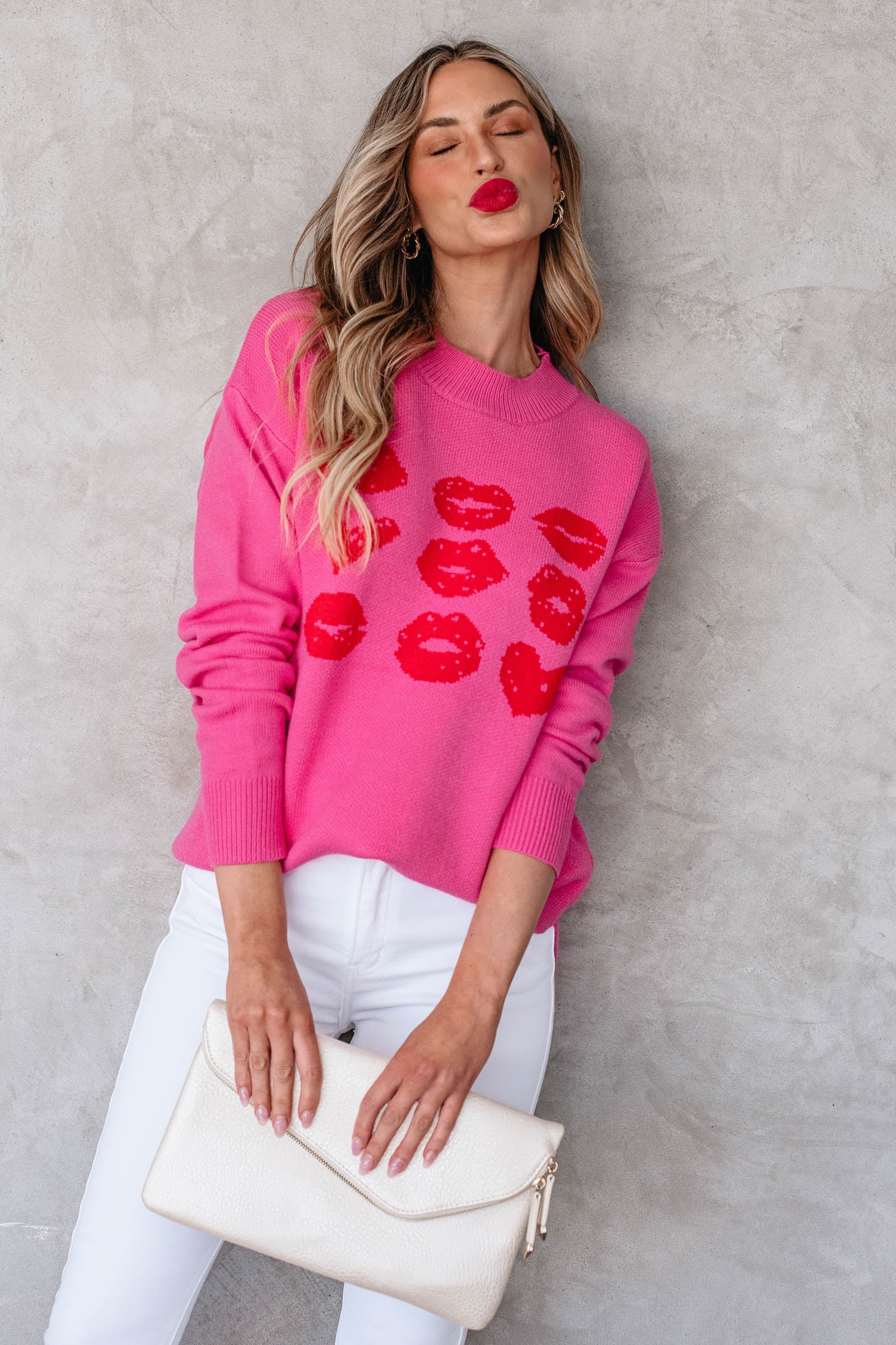 Sealed with a Kiss Sweater - Pink, Closet Candy, 1