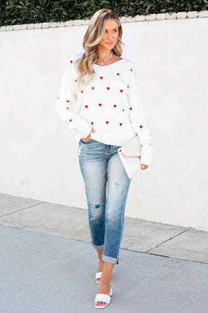 Heart on the Line Sweater - Ivory, Closet Candy, 5