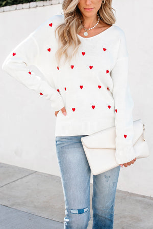 Heart on the Line Sweater - Ivory, Closet Candy, 3