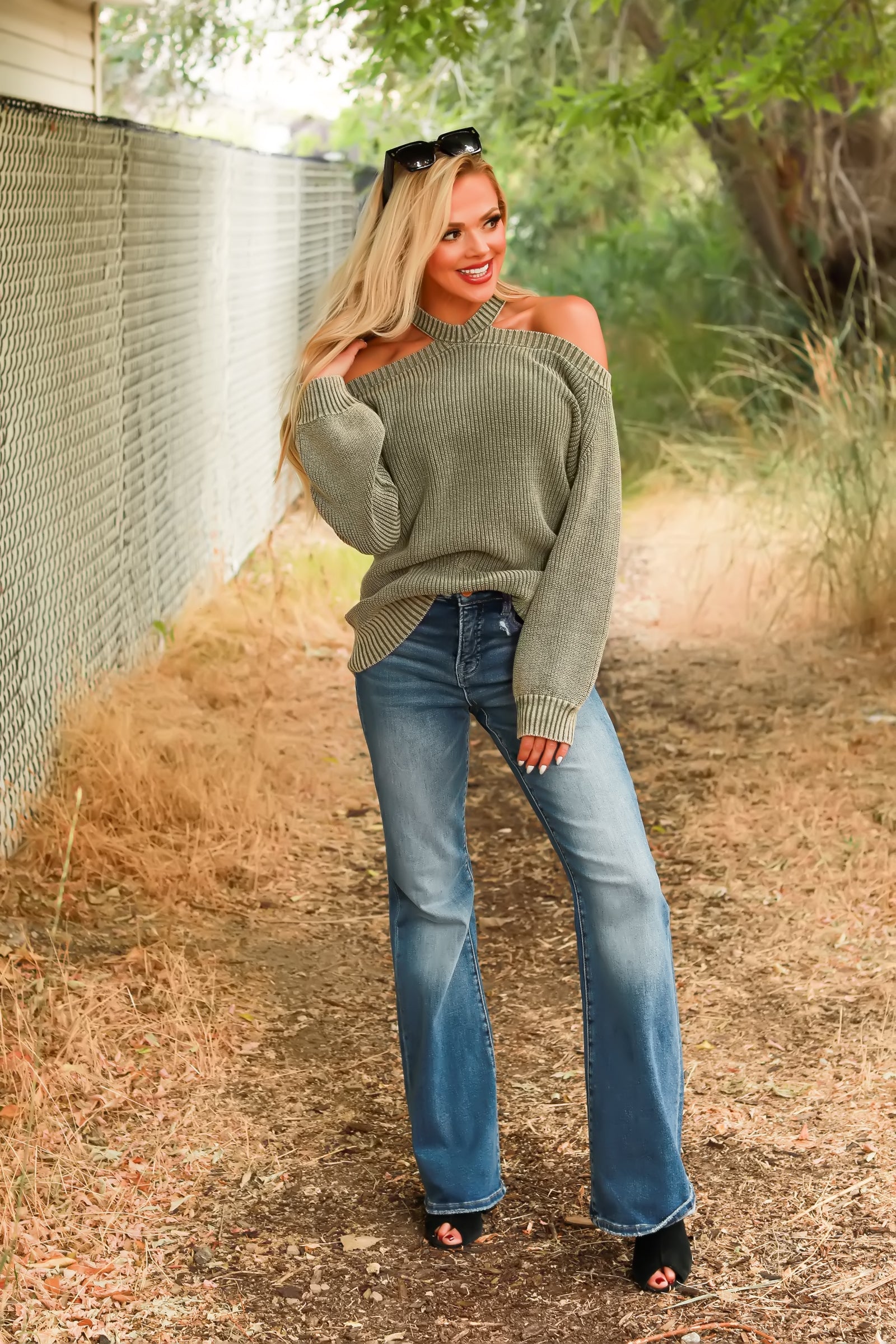 Forest Haze Sweater, Olive, Closet Candy, 1