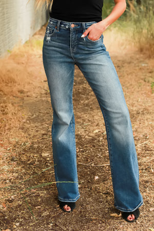 RISEN Tummy Control High Rise Skyline Flare Jeans, Closet Candy, 1