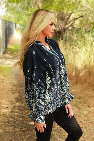 Garden Grace Floral Blouse, Midnight, Closet Candy, 4