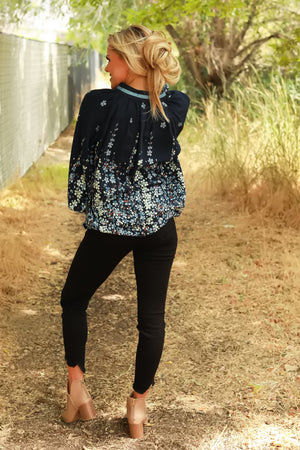 Garden Grace Floral Blouse, Midnight, Closet Candy, 6
