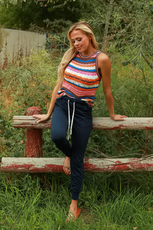 Giving the Run Around Joggers in Navy, Closet Candy, 6