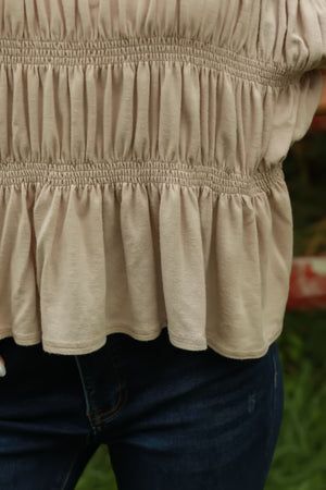 Driftwood Smocked Top, Latte, Closet Candy, 4