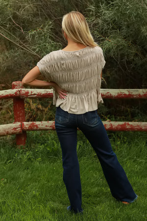 Driftwood Smocked Top, Latte, Closet Candy, 9