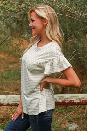 Hand to Hold Lace Detail Striped Top, Closet Candy, 3