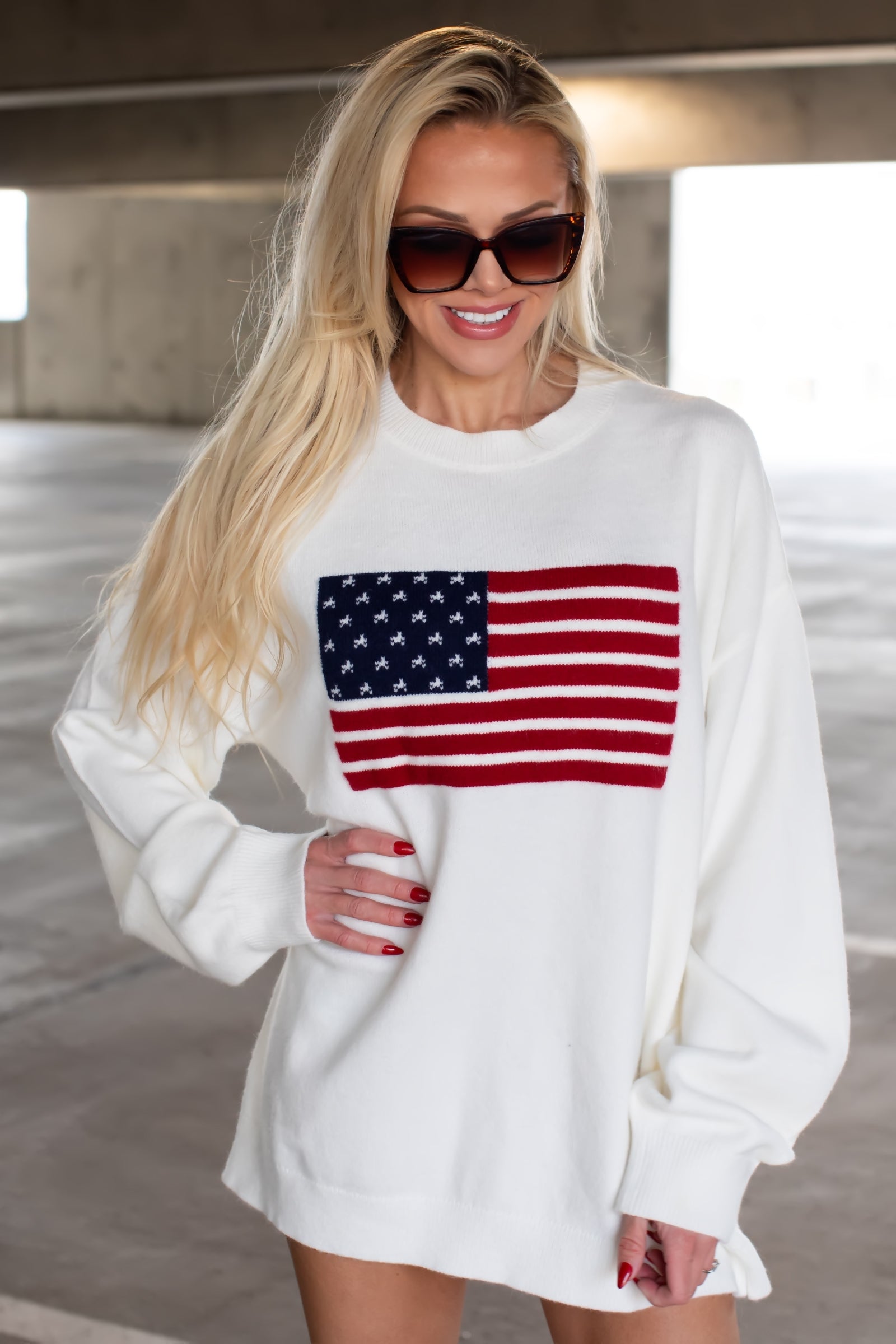 Miss Americana Oversized Sweatshirt - White, Closet Candy, 1