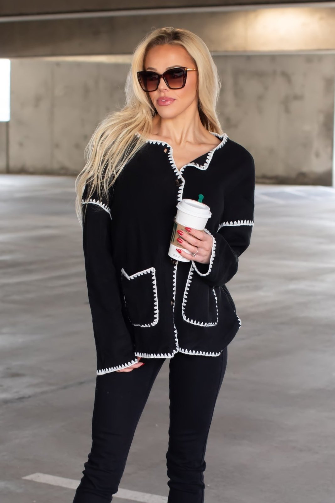 What A Coincidence Button Cardigan - Black, Closet Candy, 7