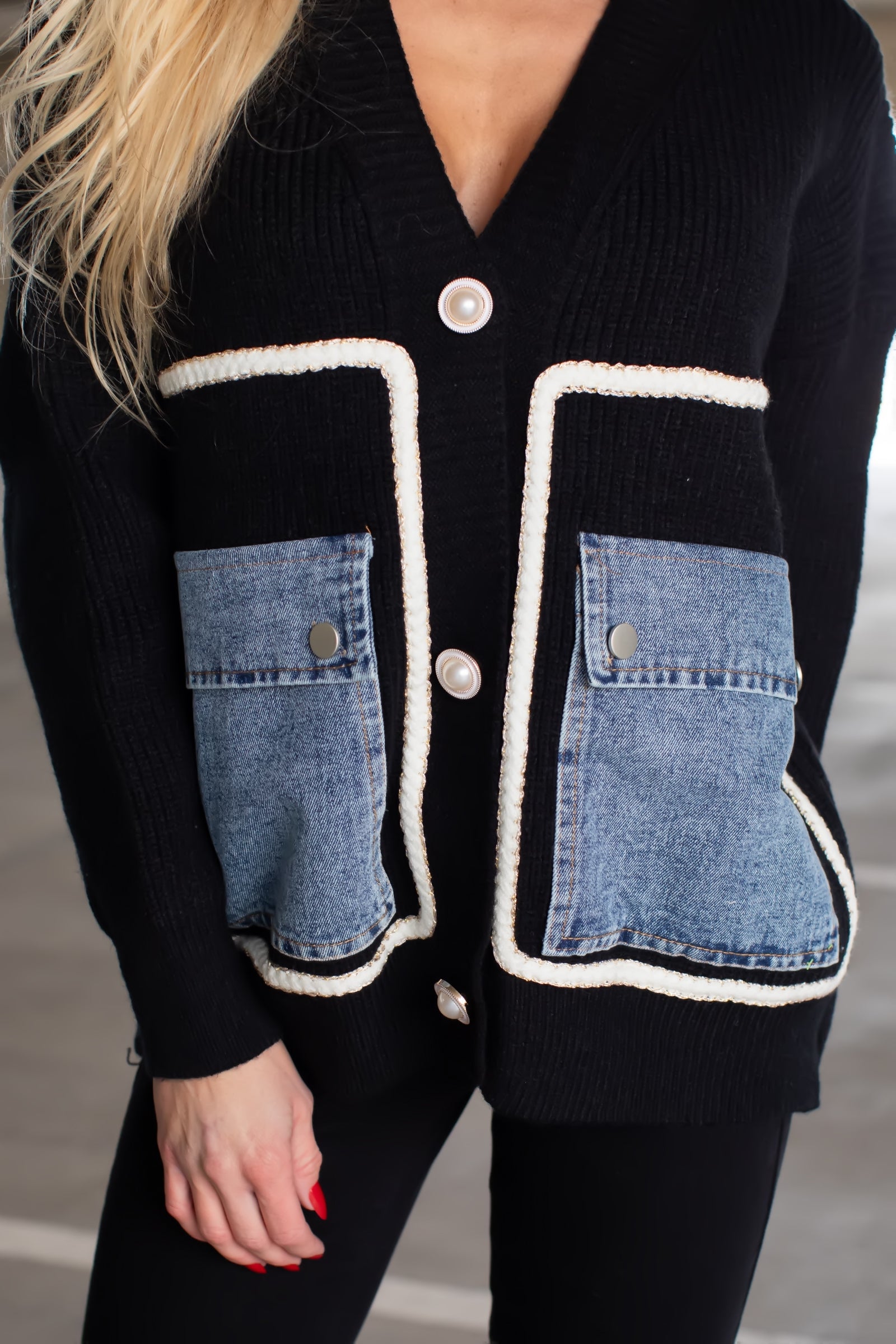 Hang Around Contrast Cardigan - Black, Closet Candy, 2
