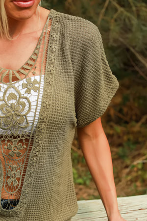 Hidden Detail Lace Back Top, Green, Closet Candy, 4