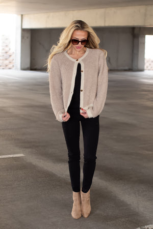 Let Me Hold You Now Sherpa Cardigan - Beige, Closet Candy, 3