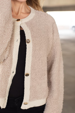 Let Me Hold You Now Sherpa Cardigan - Beige, Closet Candy, 2