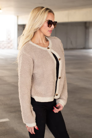 Let Me Hold You Now Sherpa Cardigan - Beige, Closet Candy, 4