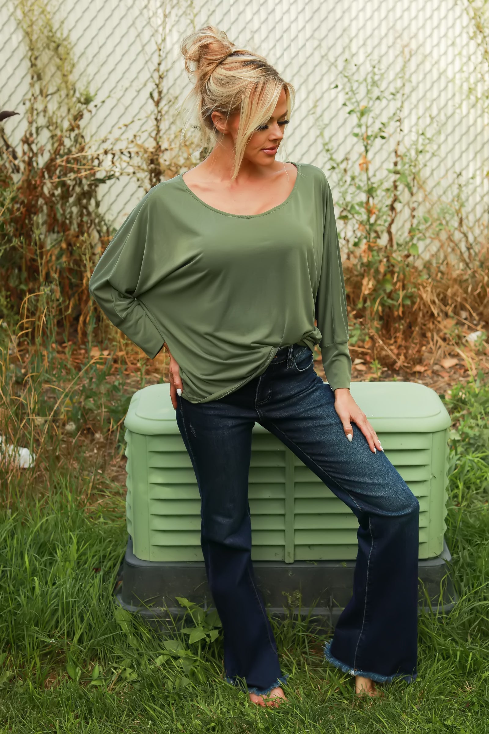 Snuggle Season Top, Green, Closet Candy, 1