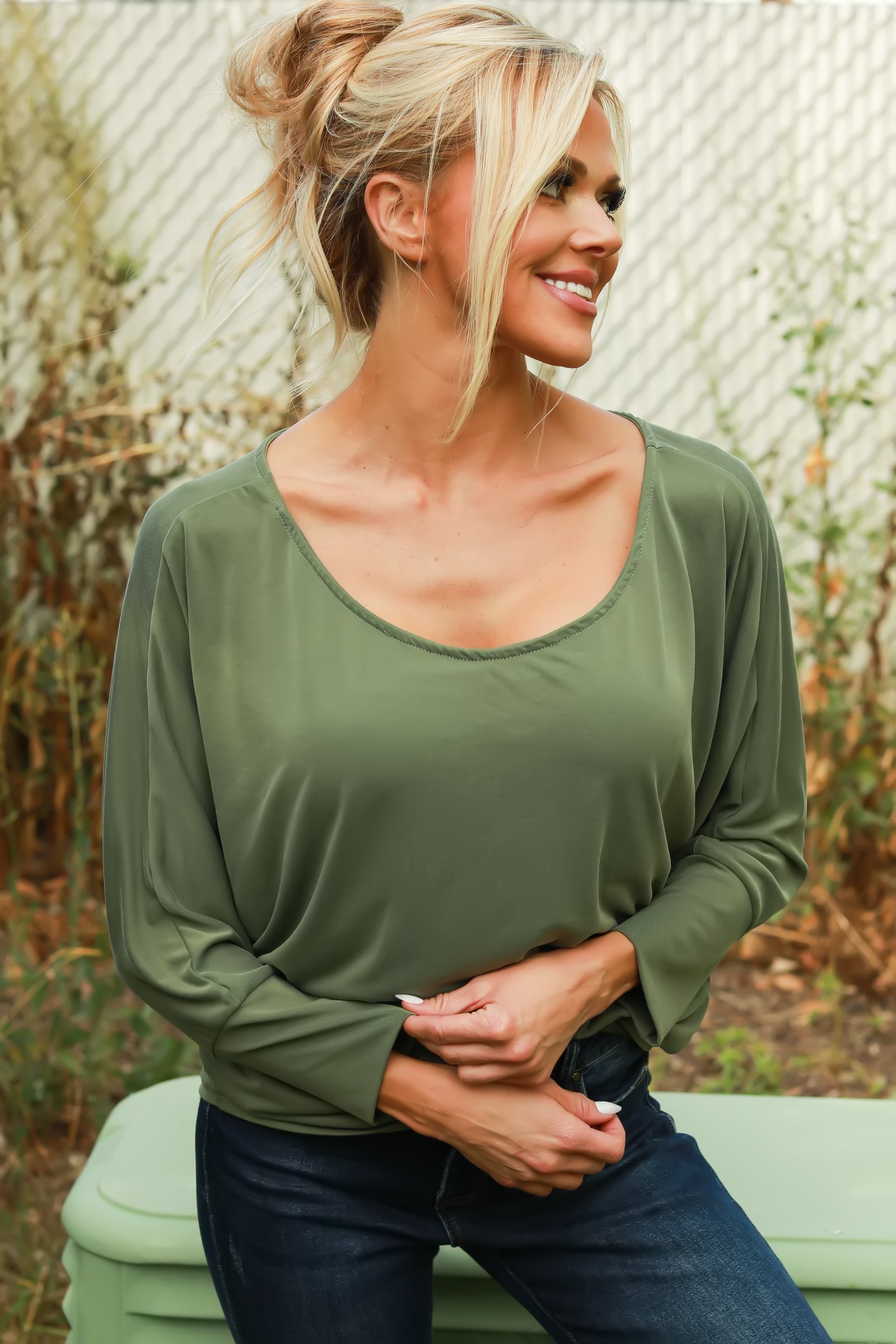 Snuggle Season Top, Green, Closet Candy, 1