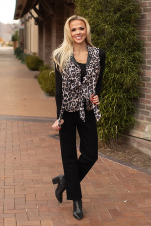 She's A Charmer Sleeveless Tie Vest- Leopard, Closet Candy, 3