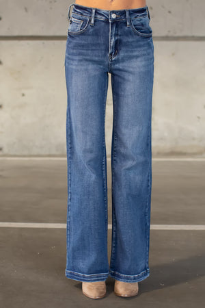 KANCAN Avonlea High Rise Wide Flare Jeans - Dark Wash, Closet Candy, 1